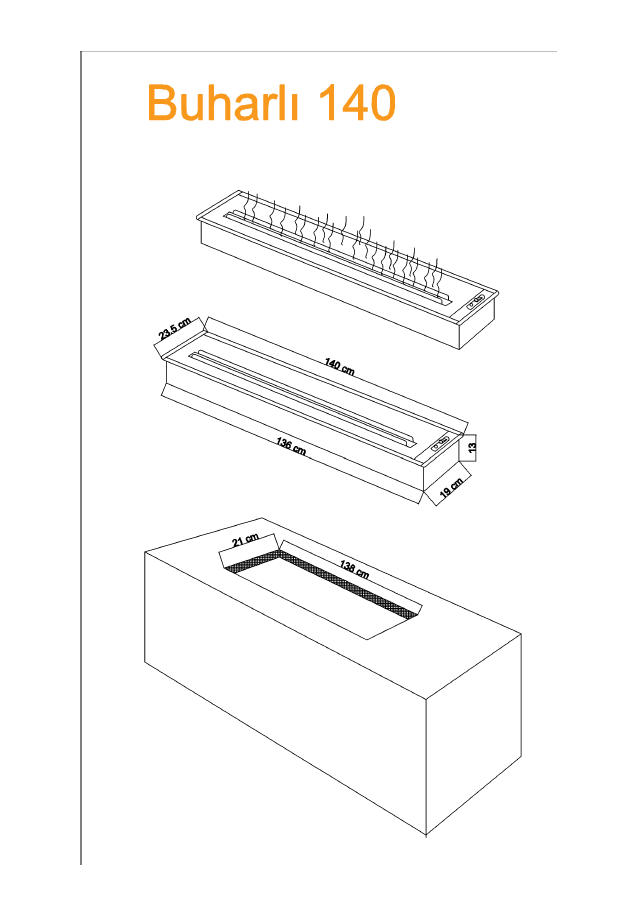 Eco 3D Water Vapor Fireplace - 70 Cm - 9 Size