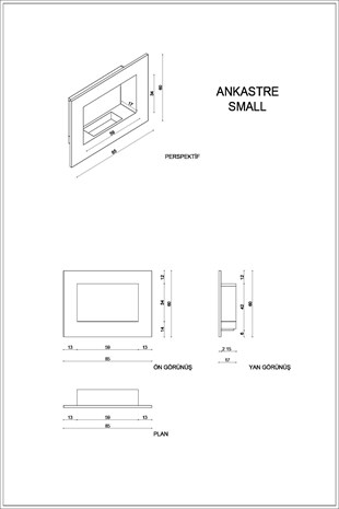 Ankastre Small Duvara Gömme Bioetanol Şömine