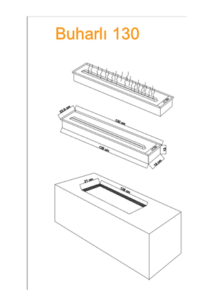 Eco 3D Water Vapor Fireplace - 70 Cm - 9 Size