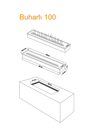 Eco 3D Water Vapor Fireplace - 70 Cm - 9 Size