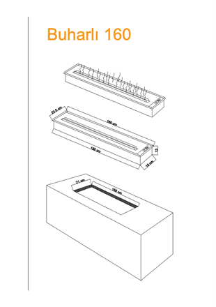 Eco 3D Water Vapor Fireplace - 70 Cm - 9 Size