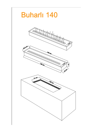 Eco 3D Water Vapor Fireplace - 70 Cm - 9 Size