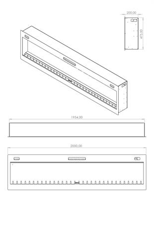 Korcam 200 S - Wall Mounted Electric Fireplace Insert with Heater