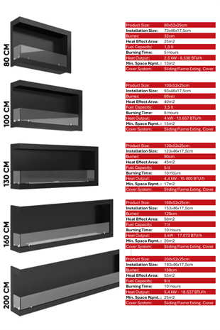 Korflame 200cm Sol Açık Bioetanol Şömine