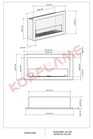 Korflame 100cm Ankastre Bioetanol Şömine