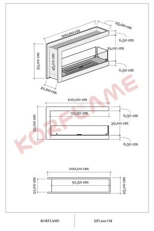 Korflame 100cm Epi Bioetanol Şömine