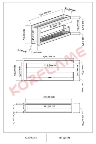 Korflame 130cm Epi Bioetanol Şömine