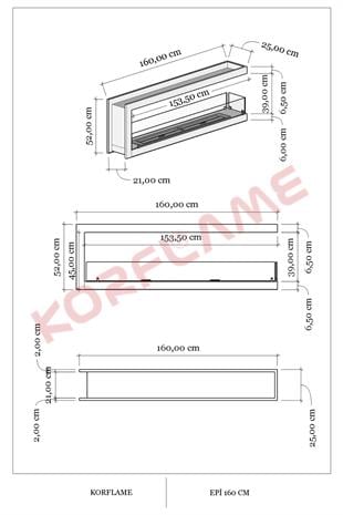 Korflame 160cm Epi Bioetanol Şömine