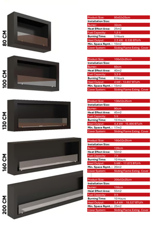 Korflame 130cm Duvara Asma Bioetanol Şömine