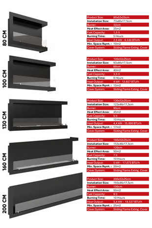 Korflame 130cm Sağ Açık Bioetanol Şömine