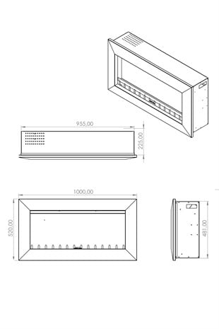 Kormet 100 S - Wall Mounted Electric Fireplace Insert with Heater