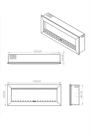 Kormet 130 S - Wall Mounted Electric Fireplace Insert with Heater