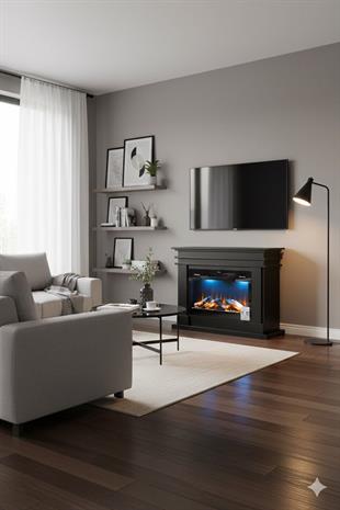 Lavoro Siyah Giydirmeli Elektrikli Şömine