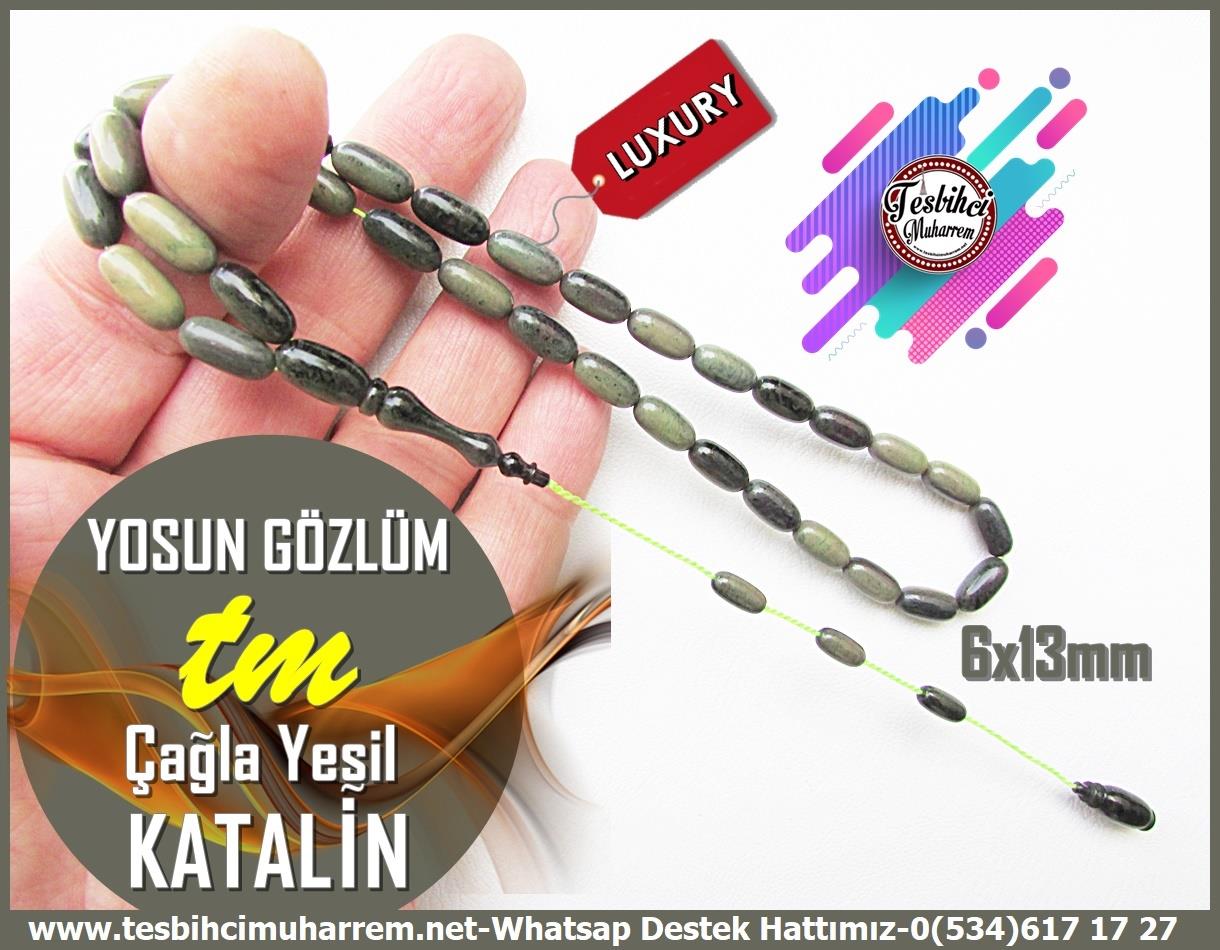 Katalin Ve Bağa TesbihlerTM13577 Cengiz Taşar Usta Tornası Tespih | Katalin, Uzun Badem Kesim, Çağla Yeşili, 