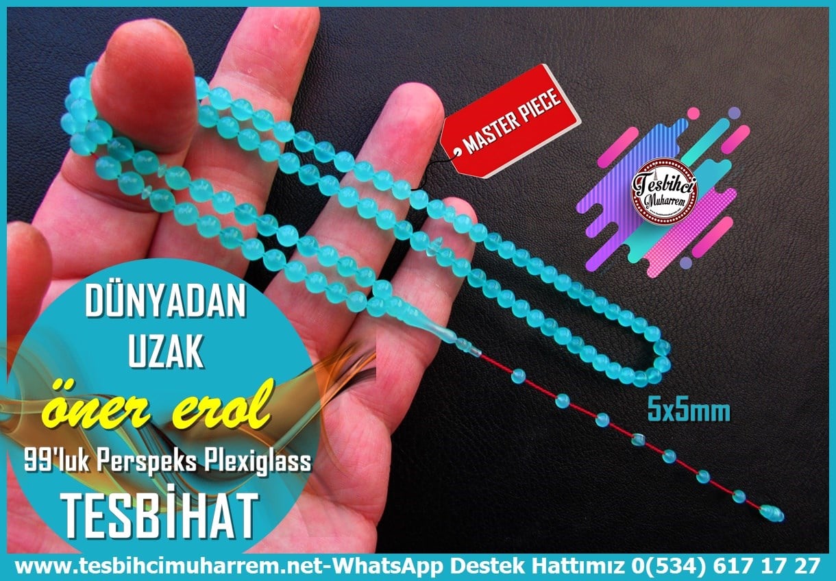 99luk Dua Ve Namaz TesbihatlarıTM14888 Öner Erol Usta İmzalı Turkuaz Renk 99 luk Perpeks Plexiglass Tesbih I Özel Tasarım Dünyadan Uzak Dua TesbihTurkuaz Renk 99 luk Perpeks Plexiglass Tesbih I Özel Tasarım Dünyadan Uzak Dua Tesbih