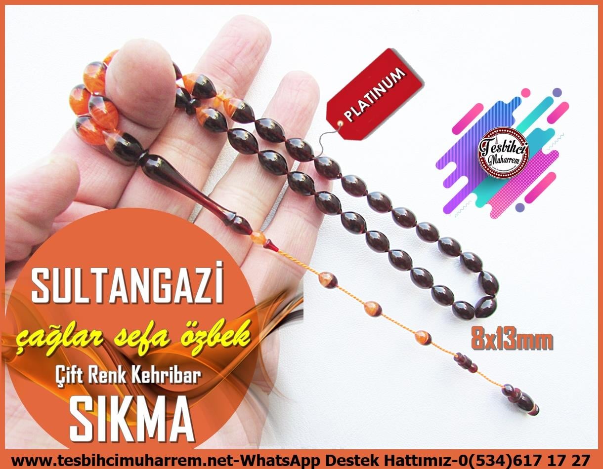 Hareli Damarlı Sarı Kehribar TesbihlerTM13681Çağlar Sefa Özbek Usta Tornası | Çift Renk Süzme Beyzi Kesim Sıkma Kehribar Tespih,