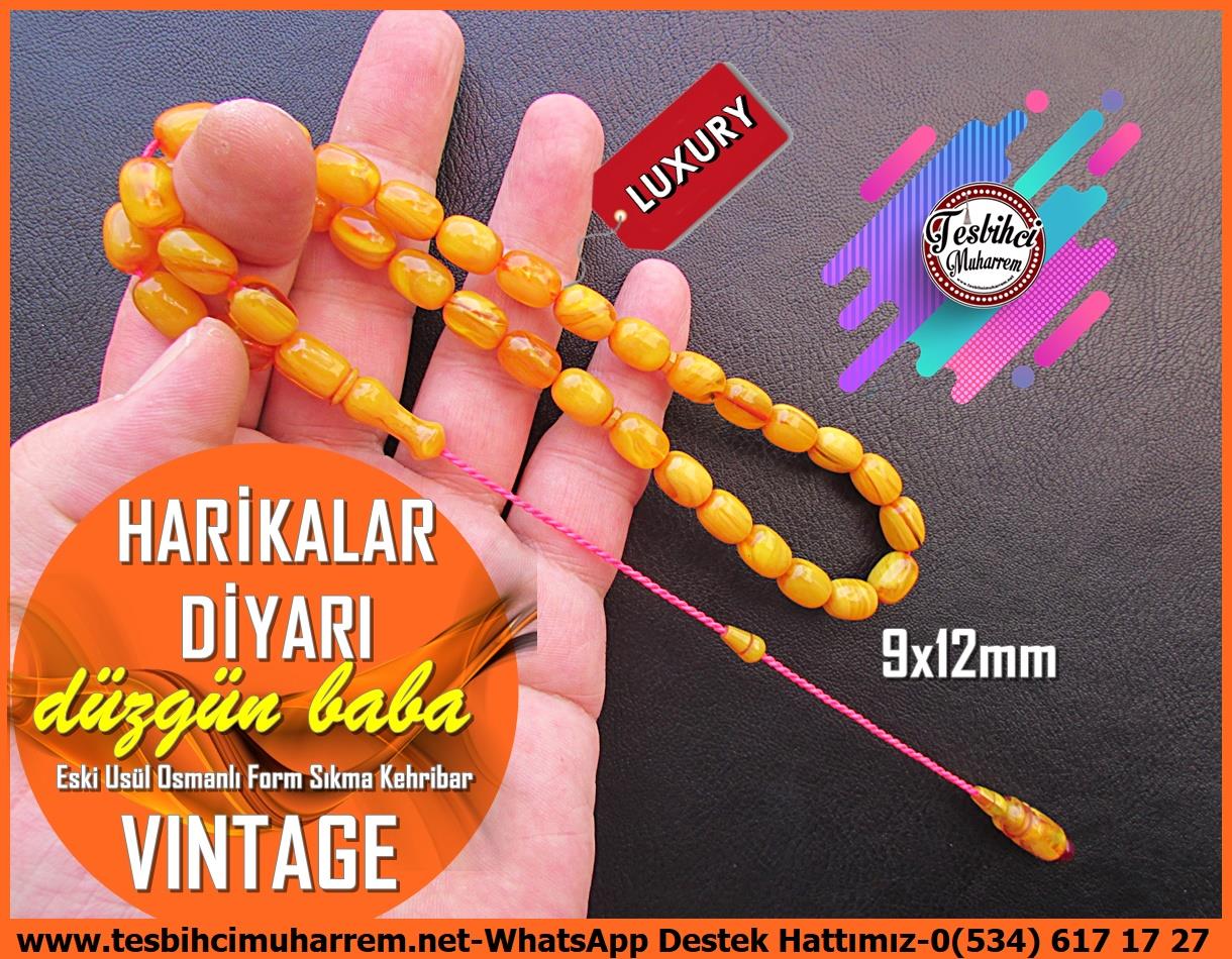 Osmanlı Benzetme Eskitme Eski Usül TesbihlerTM13320Düzgün Baba Usta El İşçiliği Tespih | Eski Usül Osmanlı Form, Kayısı Renk, Sıkma Kehribar 