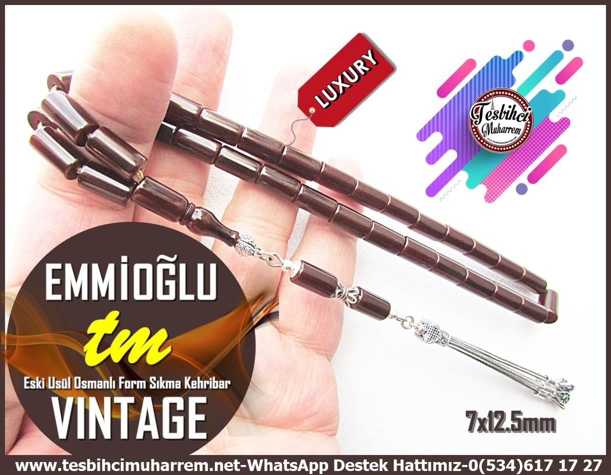 Osmanlı Benzetme Eskitme Eski Usül TesbihlerTM13611Düzgün Baba Usta Tornası Tespih | Sıkma Kehribar, Vintage, Eski Usül Osmanlı Formu, Kadife ''Emmioğlu