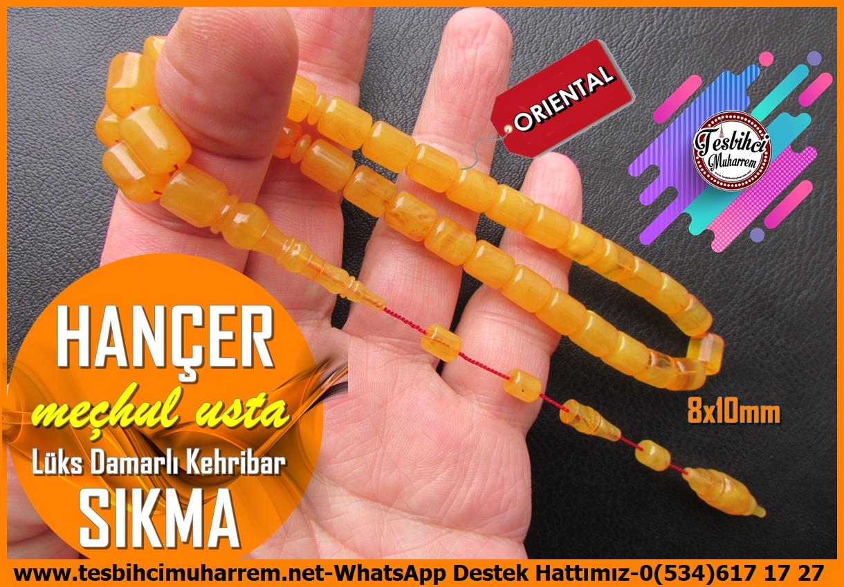 Sarı Ton TesbihlerTM14130Meçhul Usta Tespih Sıkma Kehribar I Fıçı Kesim Damarlı Hançer TesbihTespih Sıkma Kehribar I Fıçı Kesim Damarlı Hançer Tesbih 