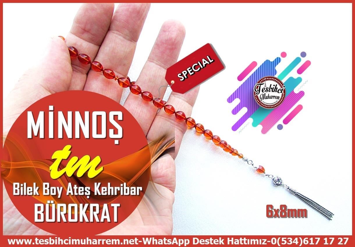 Maskot, Bileklik ve Bürokrat TespihlerTM14003Muharrem Karaoğlu Dizayn | Ateş Kehribar Bürokrat Tespih, Bilek Boy, Çaysak Renk, 