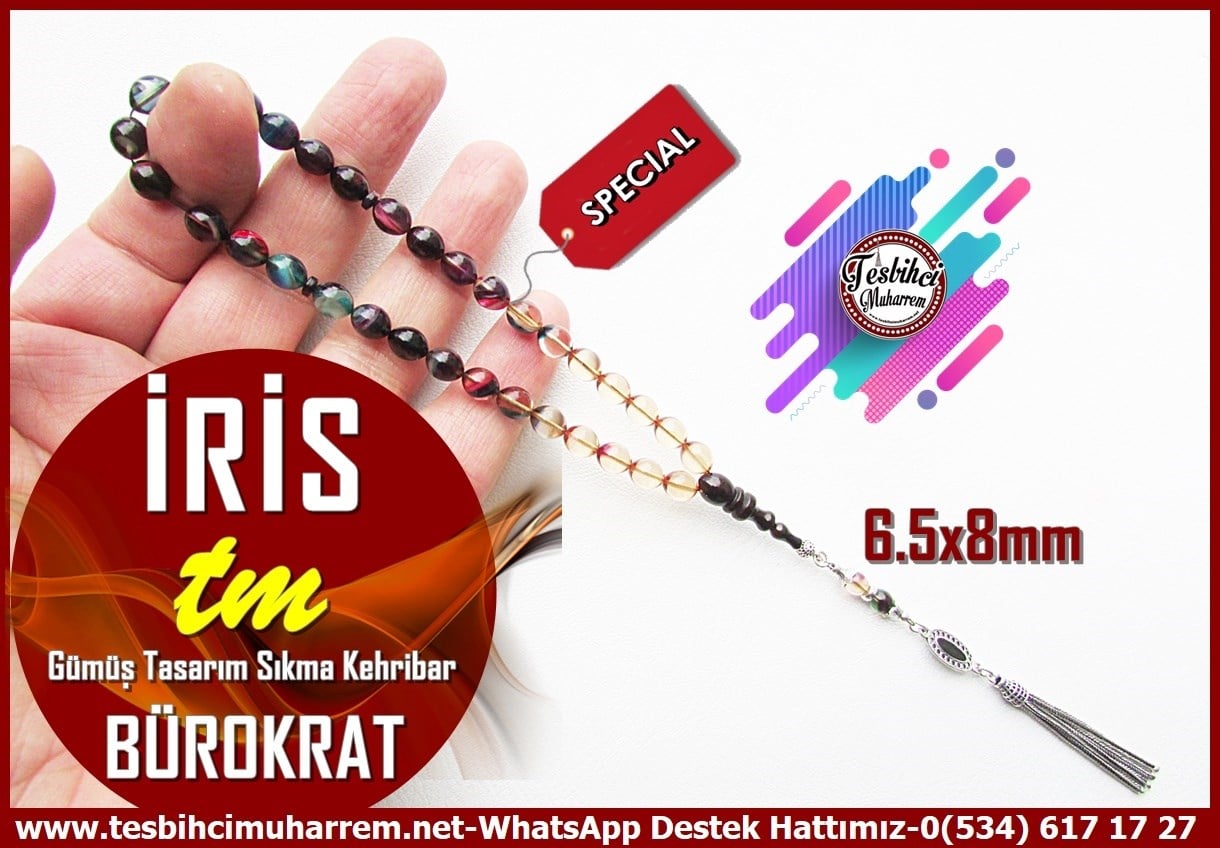 Mor Ton TesbihlerTM14204Muharrem Karaoğlu Usta Dizayn Bürokrat Sıkma Kehribar Tespih I Bilek Boy Renkli Gümüş Püsküllü İris TesbihBürokrat Sıkma Kehribar Tespih I Bilek Boy Renkli Gümüş Püsküllü İris Tesbih 