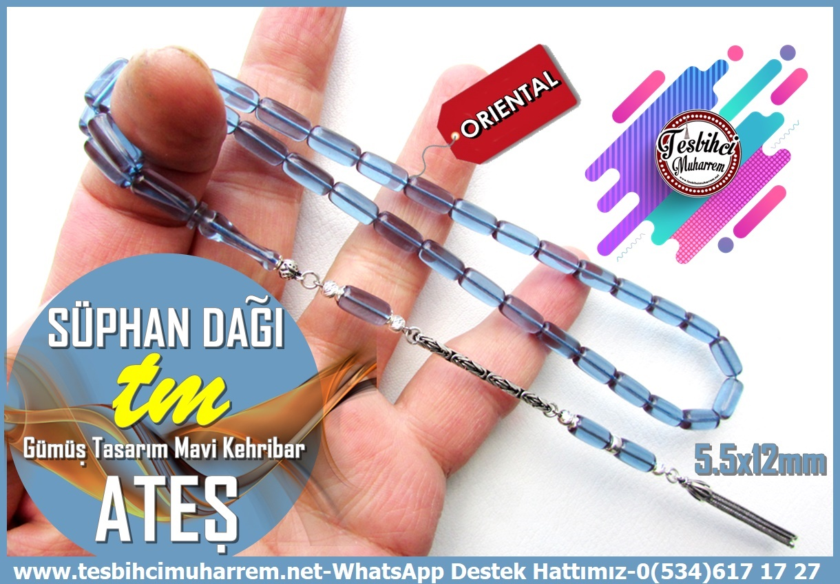 Mavi Ton TesbihlerTM14173Muharrem Karaoğlu Usta Dizayn Tespih Ateş Kehribar I Gümüş Püskül Uzun Kapsül Açık Mavi Süphan Dağı TesbihTespih Ateş Kehribar I Gümüş Püskül Uzun Kapsül Açık Mavi Süphan Dağı Tesbih 