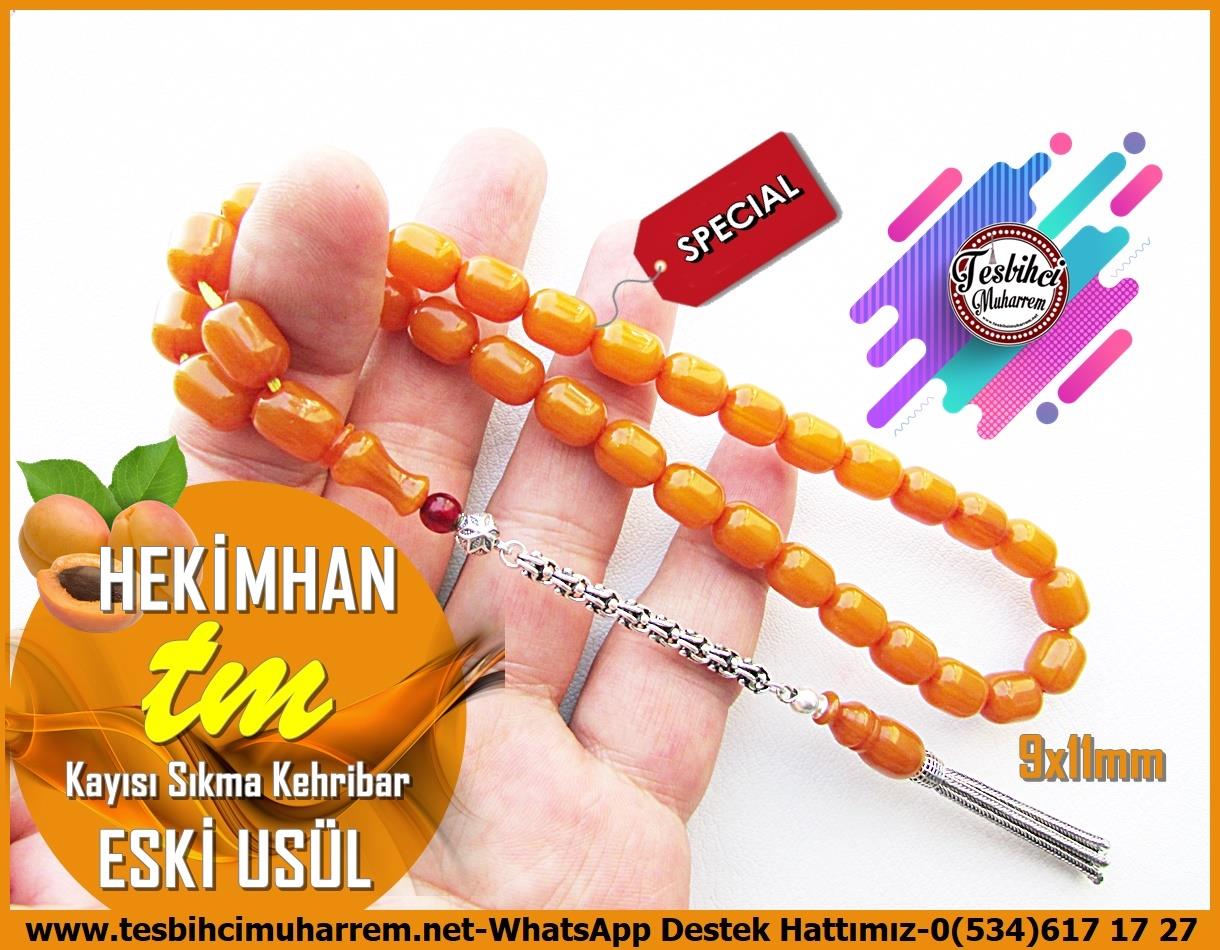 Osmanlı Benzetme Eskitme Eski Usül TesbihlerTM13907Muharrem Karaoğlu Usta Dizayn Tespih | Eski Usül Kayısı Renk, Gümüş Püskül, 