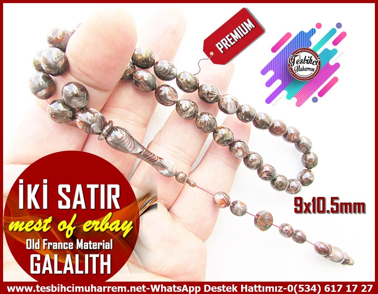 Galanit TesbihTM12382Mustafa Erbay Usta El İşçiliği Tespih | Galalith, Premium Çalışma, Sığırcık Kesim, Kum Simli Sedefli, Eski Fransız 