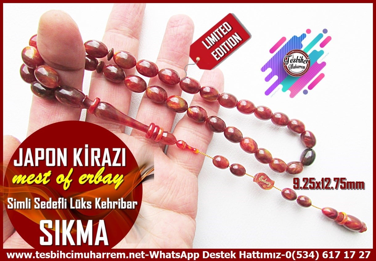 Tricolor Kehribar TesbihlerTM14223Mustafa Erbay Usta İmzalı Kızıl Simli Lüks Sıkma Kehribar Tespih I Premium Çalışma Beyzi Kesim Japon Kirazı TesbihKızıl Simli Lüks Sıkma Kehribar Tespih I Premium Çalışma Beyzi Kesim Japon Kirazı Tesbih