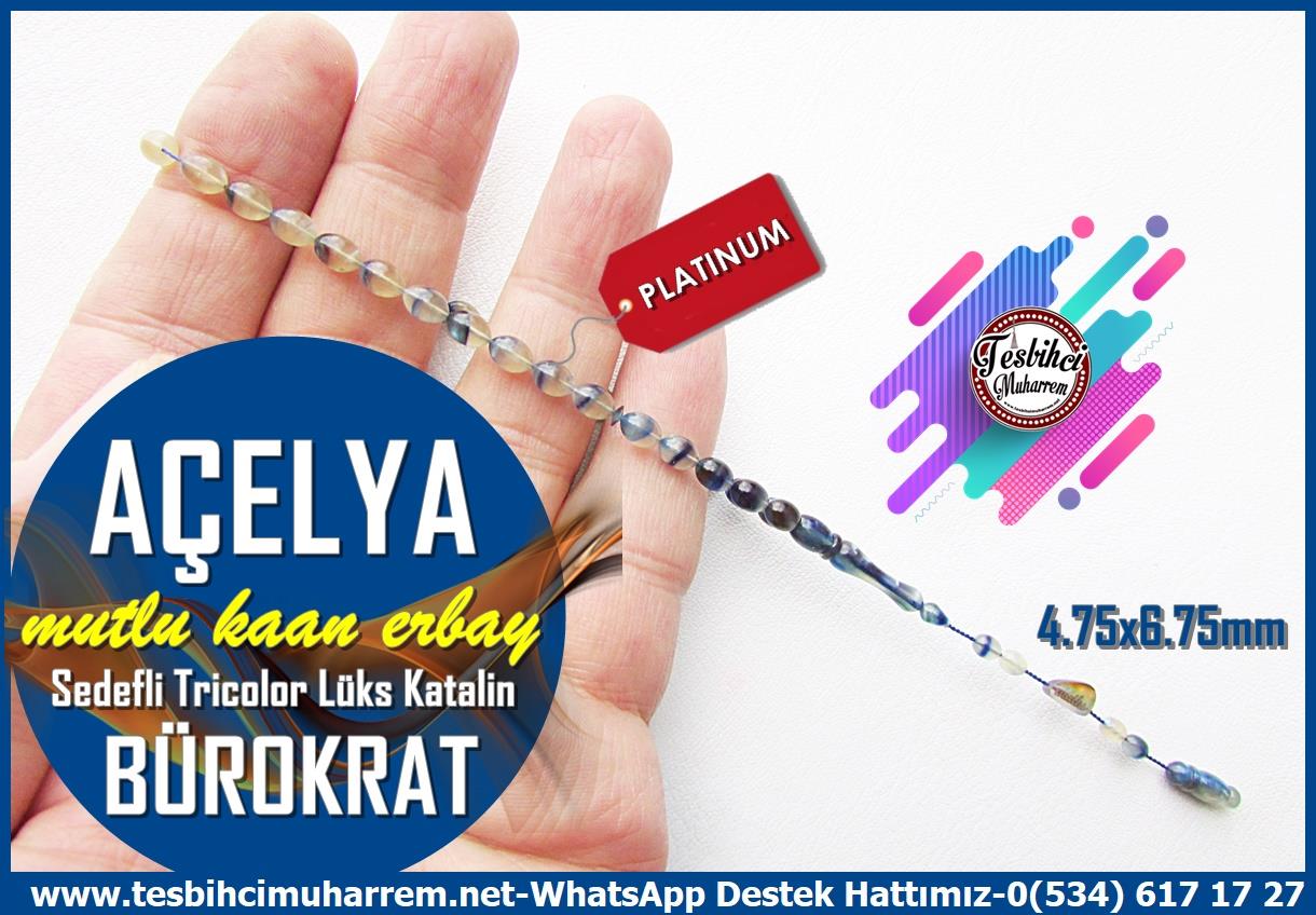 Maskot, Bileklik ve Bürokrat TespihlerTM14120Mutlu Kaan Erbay Usta İmzalı Açelya Tespih | Bürokrat Katalin I Sedefli Tricolor | Bilek Boy Arpa Kesim Özel Tasarım Tesbih Tespih Bürokrat Katalin I Bilek Boy Sedefli Özel Çalışma Açelya Tesbih 