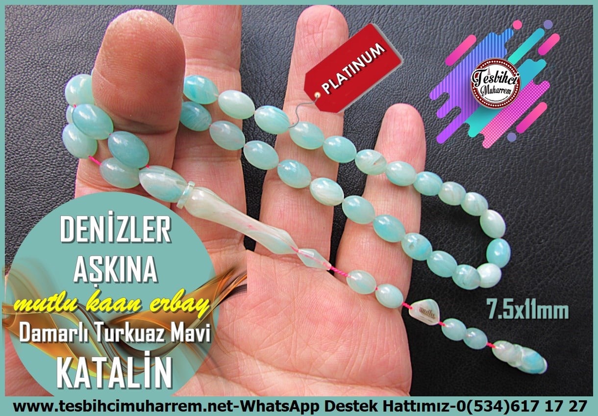 Katalin Ve Bağa TesbihlerTM14261Mutlu Kaan Erbay Usta İmzalı Turkuaz Mavi Katalin Tespih I Damarlı Beyzi Kesim Denizler Aşkına TesbihTurkuaz Mavi Katalin Tespih I Damarlı Beyzi Kesim Denizler Aşkına Tesbih