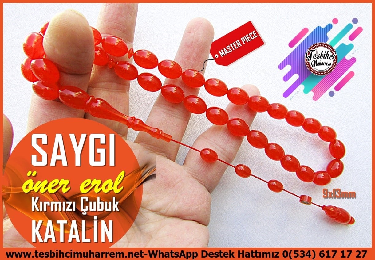 Katalin Ve Bağa TesbihlerTM14606Öner Erol Usta İmzalı Katalin Tespih I Kırmızı Renk Çubuk Saygı TesbihÖner Erol Usta İmzalı Katalin Tespih I Kırmızı Renk Çubuk Saygı Tesbih