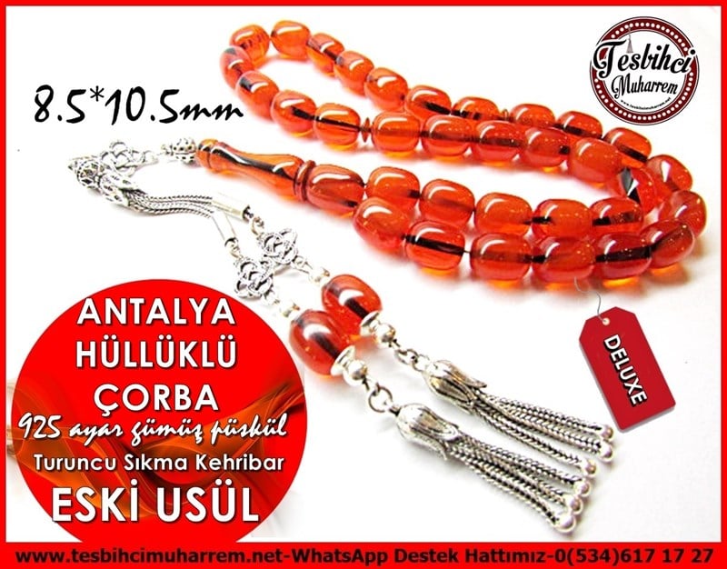 Orjinal Gümüş Püskül Eski Usül Sıkma Kehribar Tesbih Antalya Höllüklü Çorba