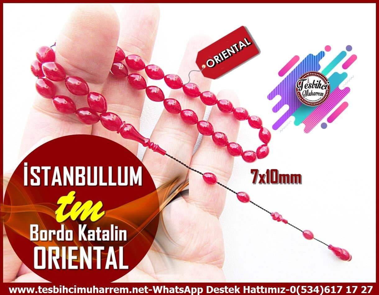 Katalin Ve Bağa TesbihlerTM13811Reşat Bozyel Usta El İşçiliği Tespih | Oriental Katalin,Bordo Renk, Beyzi Kesim – 