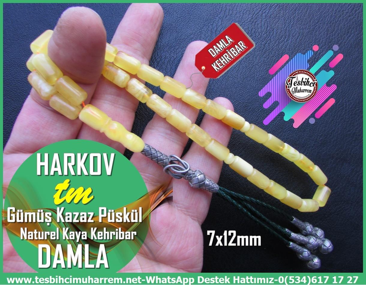  Damla Kehribar TesbihlerTM13657Russian Master Usta Tornası Tespih | Damla Kehribar, Kapsül Kesim Kazaziye Gümüş Püsküllü, 