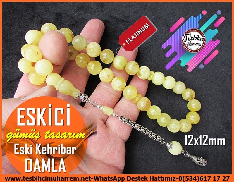 Damla Kehribar TesbihlerTM11878Tesbih Damla Kehribar Gümüş Püskül Tasarım Yuvarlak Eski Yapım EskiciTesbih Damla Kehribar Gümüş Püskül Tasarım Yuvarlak Eski Yapım Eskici