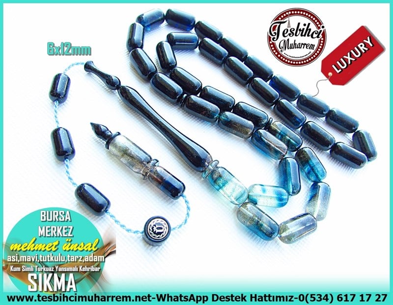 Hareli Mavi Kehribar TesbihlerTM11327Tesbih Sıkma Kehribar Turkuaz Yansımalı Simli Kadife Çekim Profesyonel İşçilik Bursa MerkezTesbih Sıkma Kehribar Turkuaz Yansımalı Simli Kadife Çekim Profesyonel İşçilik Bursa Merkez