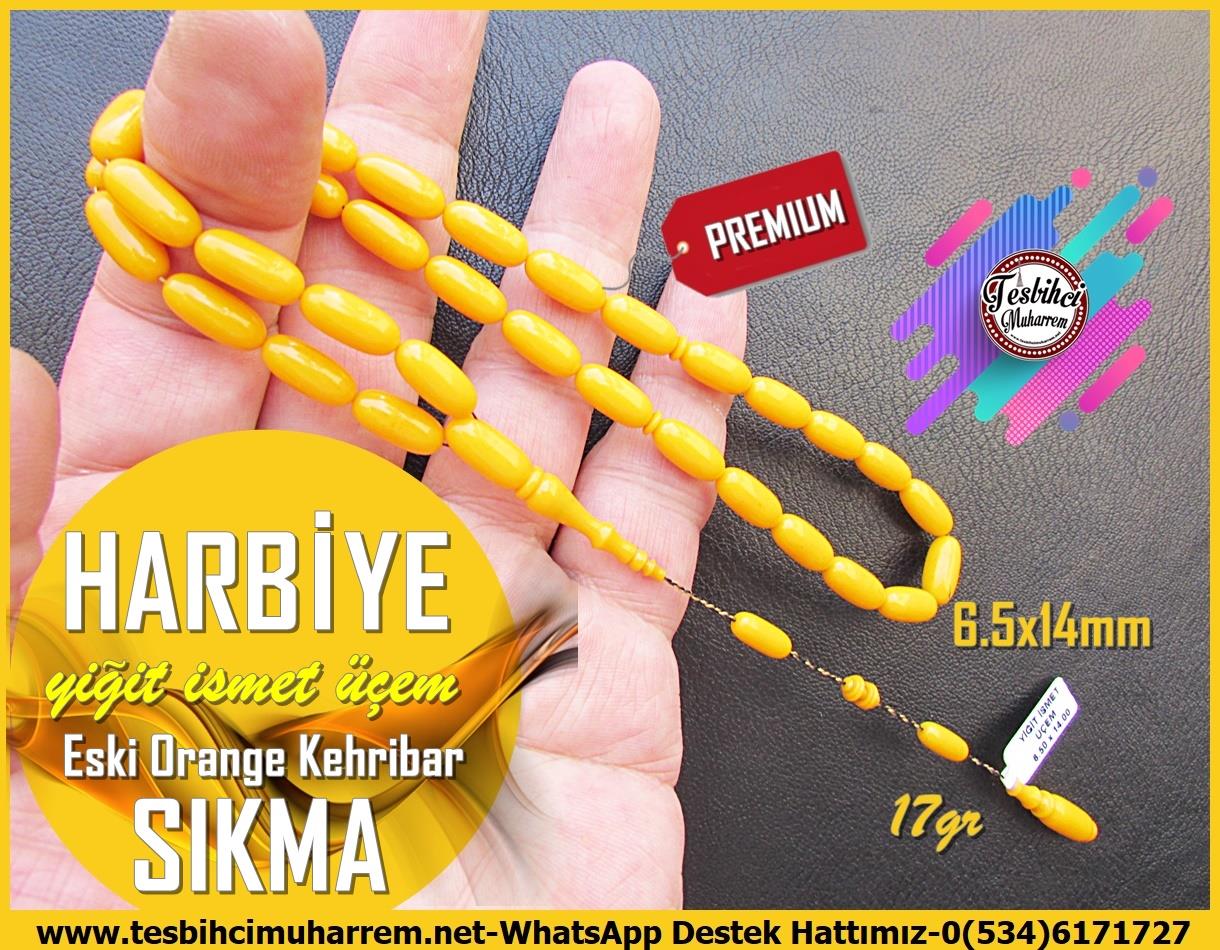 Kayısı Kehribar TesbihlerTM13859Yiğit İsmet Üçem Usta İşçilikli Tespih | Premium Sıkma Kehribar, Eski Turuncu Badem Kesim,Keyifçi 