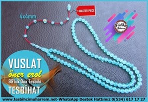 99luk Dua Ve Namaz TesbihatlarıTM14492 Öner Erol Usta İmzalı 99'luk Dua Tespihatı I Mini Boy Turkuaz Renk Perpekst Plexiglass Vuslat Tesbih99'luk Dua Tespihatı I Mini Boy Turkuaz Renk Perpekst Plexiglass Vuslat Tesbih