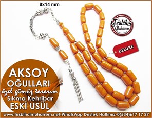  Özel Gümüş Tasarım Eski Usül Sıkma Kehribar Tesbih Aksoyoğulları