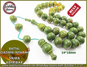 Sıkma Kehribar Tesbih 14*16 mm Battal Gazinin İntikamı 