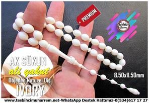 Fildişi TesbihlerTM13970Ak Sükun Tespih : Ali Yakut Usta İşçilikli Ivory Objeden Beyzi Kesim Tesbih – Sessizliğin ZarafetiTespih Ivory I Objeden Beyzi Kesim Özel Çalışma Ak Sükun Tesbih