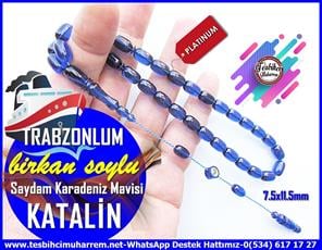 Katalin Ve Bağa TesbihlerTM13356Birkan Soylu Usta El İşçiliği Katalin Tespih | Saydam Karadeniz Kobalt Mavisi, Kapsül Kesim, 