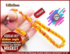 Hareli Damarlı Sarı Kehribar TesbihlerTM13436Birkan Soylu Usta El İşçiliği Tespih | Kayısı Maskot, Eski Usül Osmanlı Form, Premium Efe Bileklik Model 