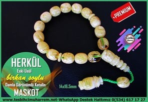 Efe Maskot TesbihlerTM14381Birkan Soylu Usta İmzalı Eski Usül Maskot Efe Katalin Tesbih I Damla Görünümlü Bilek Boy Sarı Renk Herkül TesbihEski Usül Maskot Efe Katalin Tesbih I Damla Görünümlü Bilek Boy Sarı Renk Herkül Tesbih