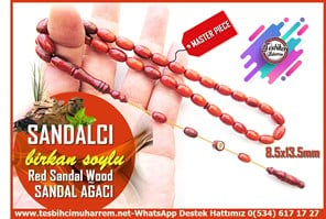 Sandal Ağacı TesbihlerTM14443Birkan Soylu Usta İmzalı Premium İşçilik Doğal Kırmızı Sandal Ağacı Tesbih | Badem Kesim Özel Malzeme Sandalcı Koleksiyonluk TesbihDoğal Kırmızı Sandal Ağacı Tesbih I Badem Kesim Özel Malzeme Sandalcı Tesbih