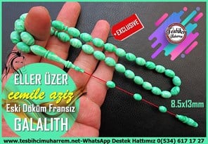Galanit TesbihTM14332Cemile Aziz Usta İşçilikli Eski Fransız Mint Yeşil Galalith Tespih – Beyzi Kesim, Özel Tasarım Eller Üzer TesbihEski Fransız Mint Yeşil Renk Galalith Tespih I Beyzi Kesim Tasarım Eller Üzer Tesbih 