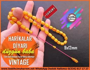Osmanlı Benzetme Eskitme Eski Usül TesbihlerTM13320Düzgün Baba Usta El İşçiliği Tespih | Eski Usül Osmanlı Form, Kayısı Renk, Sıkma Kehribar 