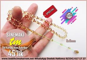 Gül Kurusu Ton TesbihlerTM14043Emre Ersöz Usta İmzalı 45’lik Ateş Kehribar Tespih | Saydam Gül Kurusu Şalgami Sinemaki Tesbih Koleksiyonluk Özel TasarımTespih 45'lik Ateş Kehribar I Saydam Gül Kurusu Şalgami Sinemaki Tesbih 