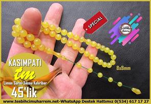 Sarı Ton TesbihlerTM14045Emre Ersöz Usta İmzalı 45’lik Sıkma Kehribar Tespih | Limon Sarısı Şalgami Kasımpatı Tesbih Koleksiyonluk Özel Tasarım TesbihTespih 45'lik Sıkma Kehribar I Limon Sarısı Şalgami Kasımpatı Tesbih